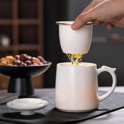 Refined White Porcelain Tea Cup with Classic Design - 450ml