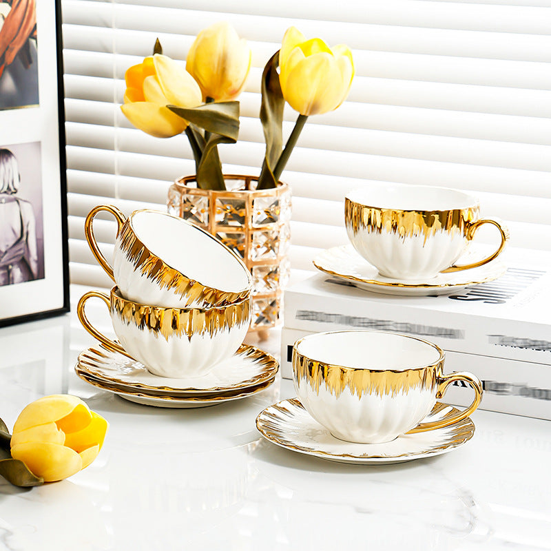 Elegant European Classic Gold-Plated Coffee Cup Set - 150ml