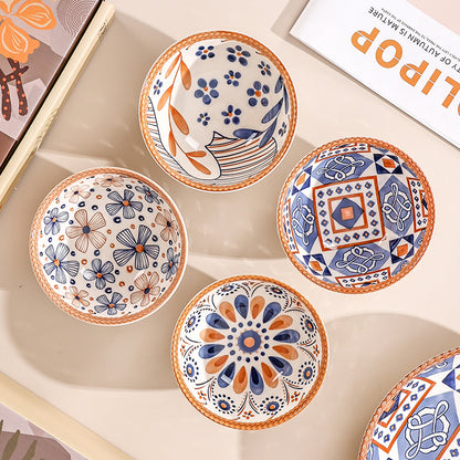 Specifications – 6-Piece Dinnerware Set Includes:  🍚 4 Ceramic Bowls (4.5 Inch) – Perfect for rice, soup, or desserts 🍽️ 2 Round Ceramic Plates – Ideal for side dishes or small servings