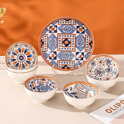 Specifications – 6-Piece Dinnerware Set Includes:  🍚 4 Ceramic Bowls (4.5 Inch) – Perfect for rice, soup, or desserts 🍽️ 2 Round Ceramic Plates – Ideal for side dishes or small servings