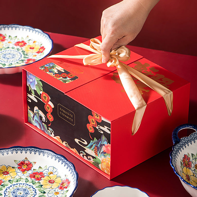 Boho Elegance – European Style Porcelain Dinnerware Gift Set in Premium Box