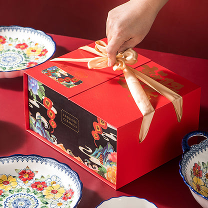 Boho Elegance – European Style Porcelain Dinnerware Gift Set in Premium Box