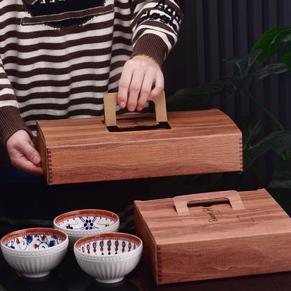 Retro Essence – 4.5" Japanese Style Ceramic Bowl Set of 6 | Porcelain Gift Set