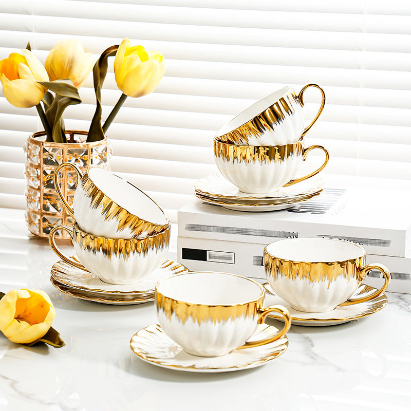 Elegant European Classic Gold-Plated Coffee Cup Set - 150ml