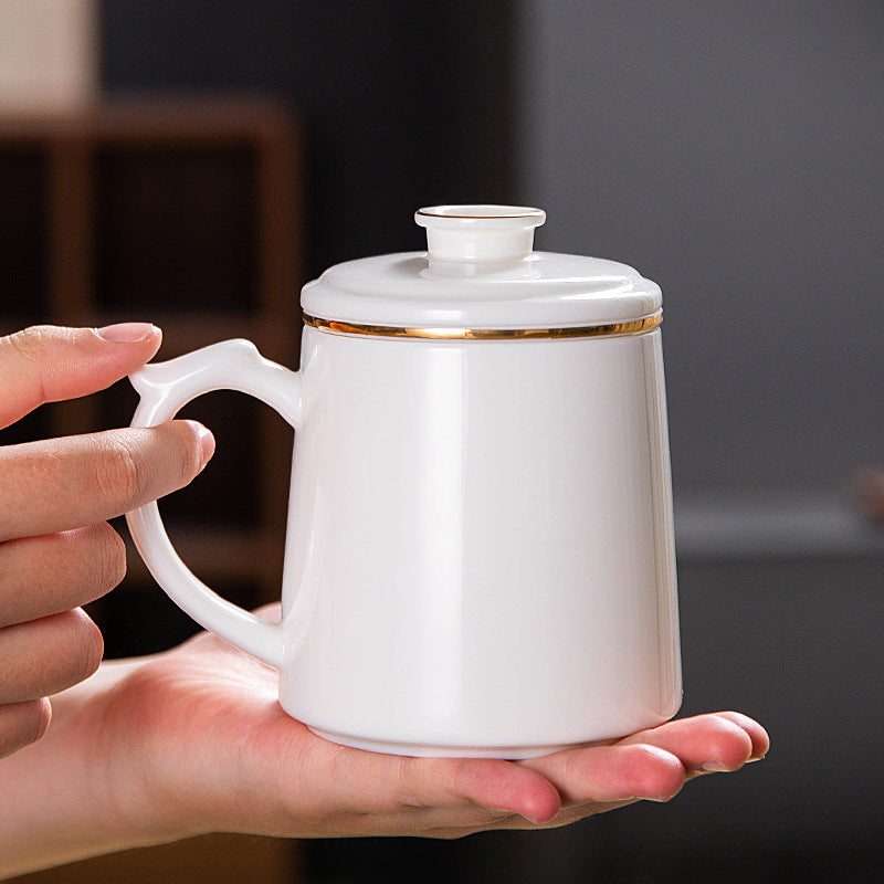 Refined White Porcelain Tea Cup with Classic Design - 450ml