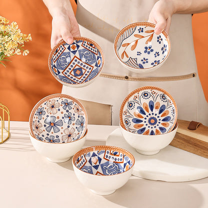 Specifications – 6-Piece Dinnerware Set Includes:  🍚 4 Ceramic Bowls (4.5 Inch) – Perfect for rice, soup, or desserts 🍽️ 2 Round Ceramic Plates – Ideal for side dishes or small servings