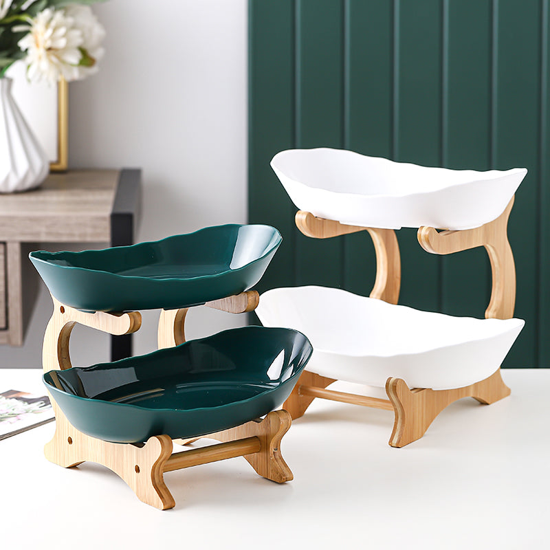 Nordic-Inspired 2-Tier Dessert & Candy Serving Plate – Sophisticated Luxury Design