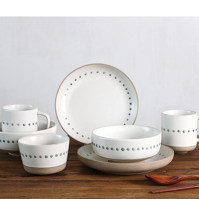 Creative Japanese Style Hand-Painted White Design Dinner Set - 22 Piece