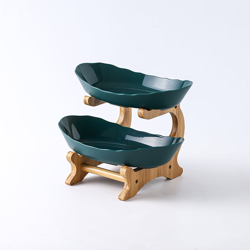 Nordic-Inspired 2-Tier Dessert & Candy Serving Plate – Sophisticated Luxury Design