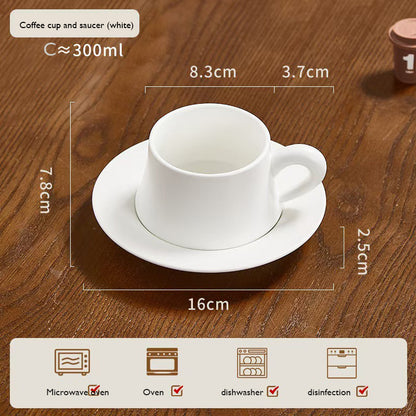 Round Porcelain Coffee Cup with Classic Design 280ml