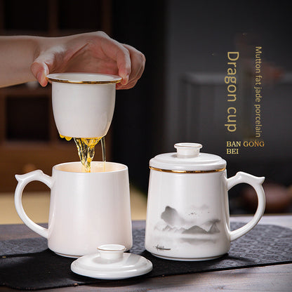 Refined White Porcelain Tea Cup with Classic Design - 450ml