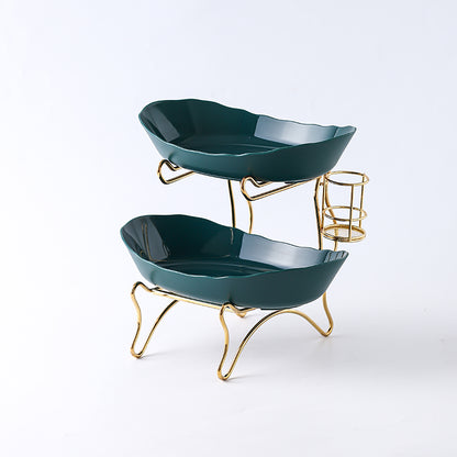 Nordic-Inspired 2-Tier Dessert & Candy Serving Plate – Sophisticated Luxury Design